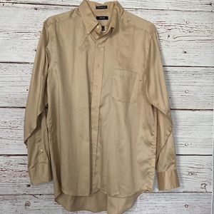 Mens Izod Dress Shirt I6 1/2 neck 34/35 Tan